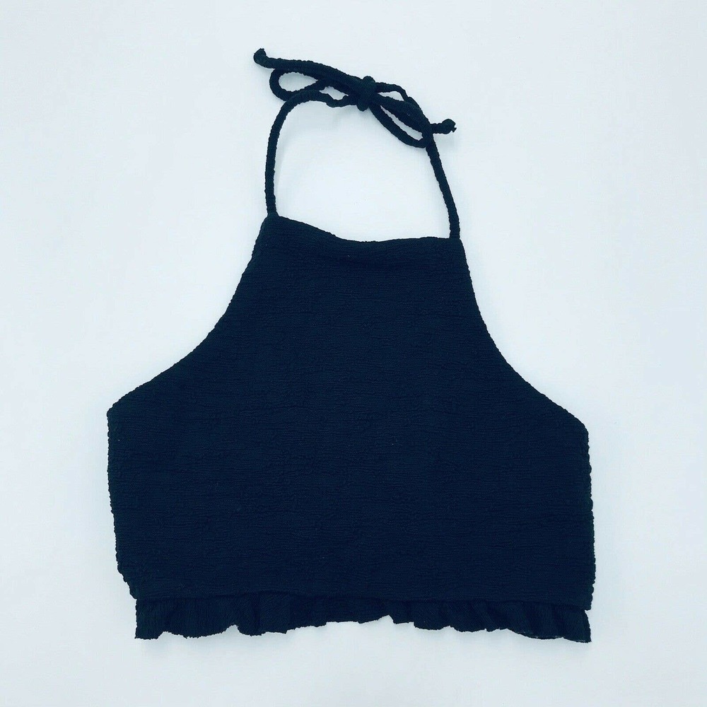 Beach Riot XS Bikini Top Halter Ruffle Trim